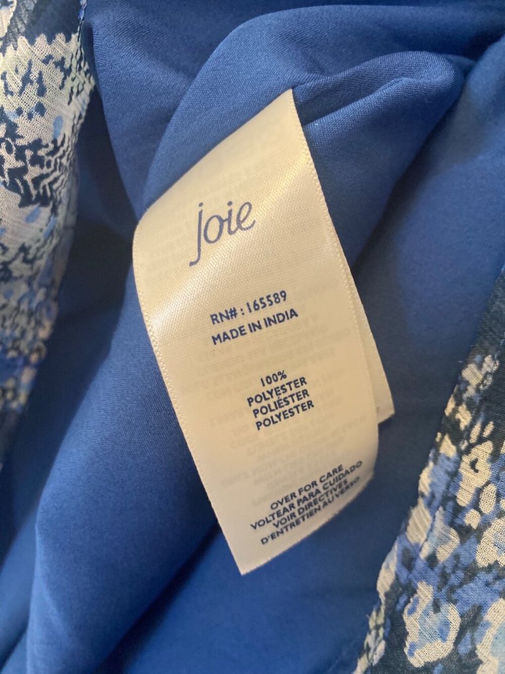 Joie Blue Paisley Long-Sleeve Midi Dress Lightweight Sheer Women's Size M - Picture 4 of 6